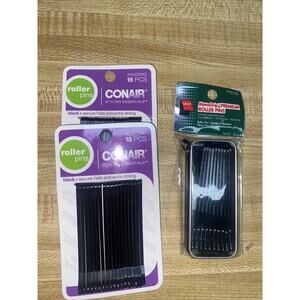 Lot Of 3 Conair & Sally Roller Pins Black #55300WG, 792230, 56 Total